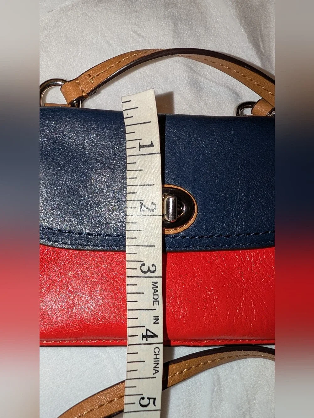 COACH Park Dylan Color Block leather Swingpack Crossbody Bag Wallet Blue Red GUC